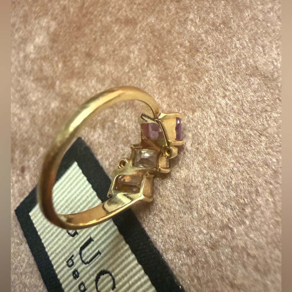 10k Gold ring with pink spinels and diamonds - Picture 16 of 16
